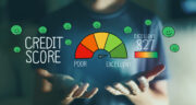 Excellent credit score with young man in the night